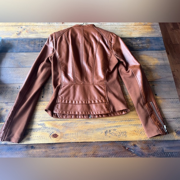 Express Women’s Brown Vegan Leather Jacket - Picture 3 of 4